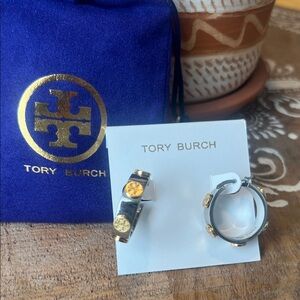 Tory Burch Gold and Silver Studded Hoops